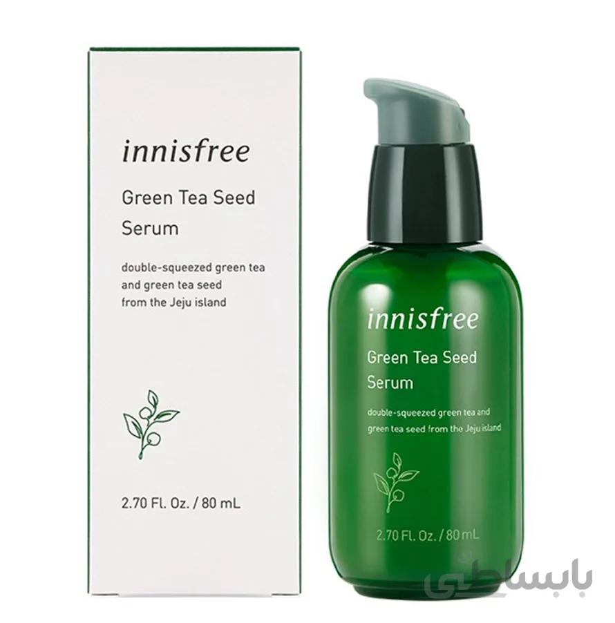سرم دانه ی چای سبز مرطوب کننده و درخشان کننده ی پوست اینیسفری Innisfree Green Tea Humidifier Serum 80ml