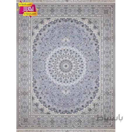 فرش ماشینی زمرد مشهد طرح 22008 طوسی گل برجسته