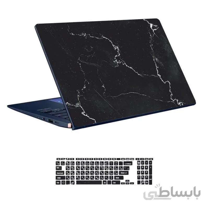 اسکین لپ تاپ طرح Marble کد ۰۷ به همراه استیکر کیبورد