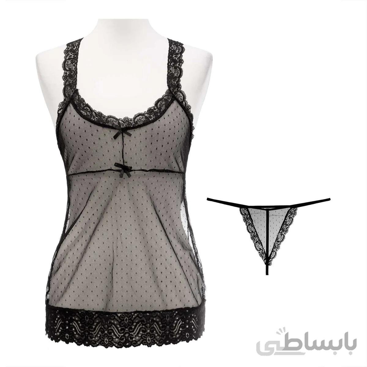 لباس خواب سرهمی دانتل طرحدار فانتزی سیسنت 5036