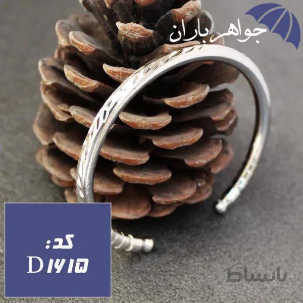 دستبند خلخال استیل نقره ای طرح دار کد D_1615