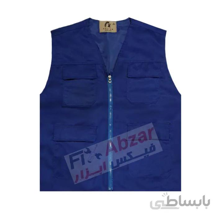 جلیقه کار تبلیغاتی چهار جیب رنگ آبی کاربنی سالیان ا Promotional work vest Model Salian