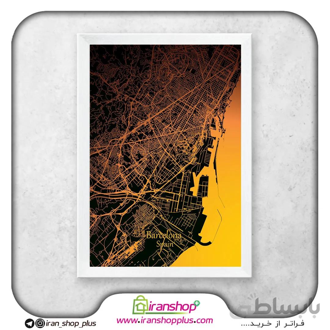 تابلو نقشه شهر بارسلون با تم Yellow