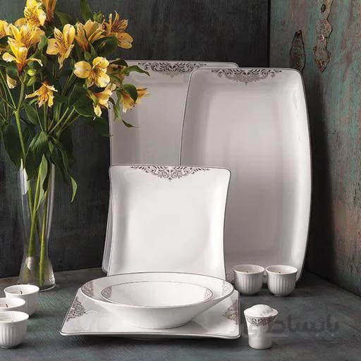 سرویس چینی زرین 6 نفره غذاخوری مهرگان پلاتینی (30 پارچه) ا Zarin Iran Vinci-Elise Mehregan-Platinum 30 Pieces Porcelain Dinnerware Set