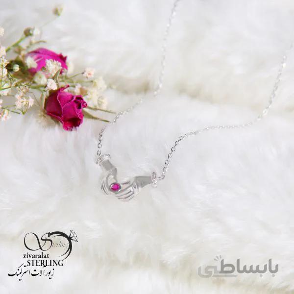 گردنبند نقره زنانه طرح دست دلبر