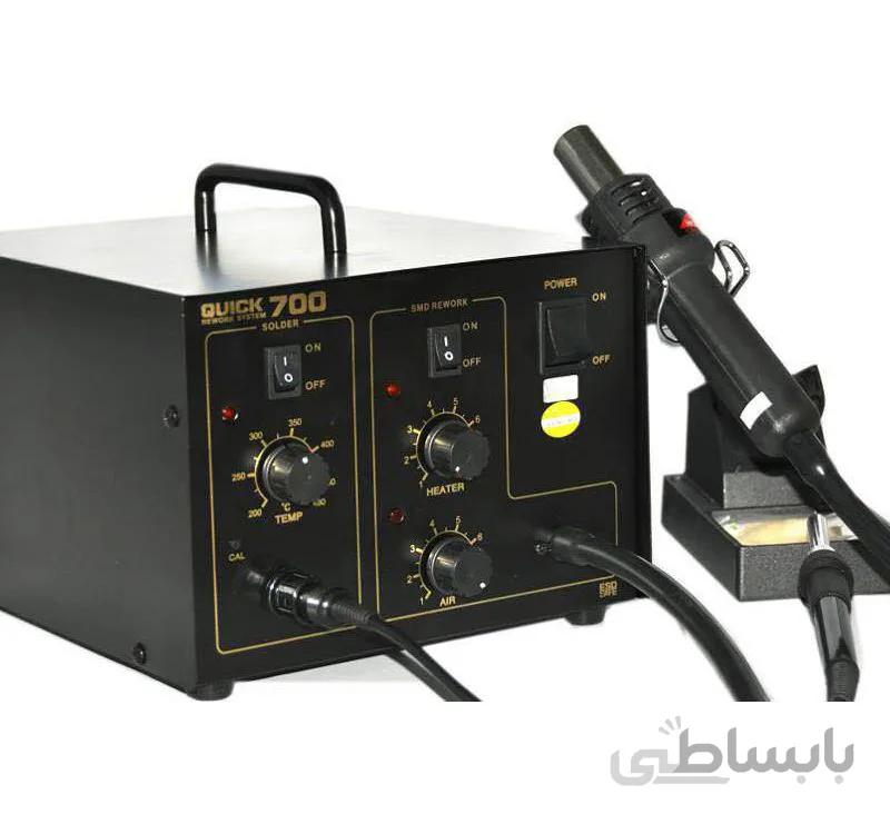 هیتر دوکاره آنالوگ کوییک Quick700 با 3 مدل سری نازل ا quick 700 Rework Station + Heat Gun 2 in 1 SMD BGA Rework Station