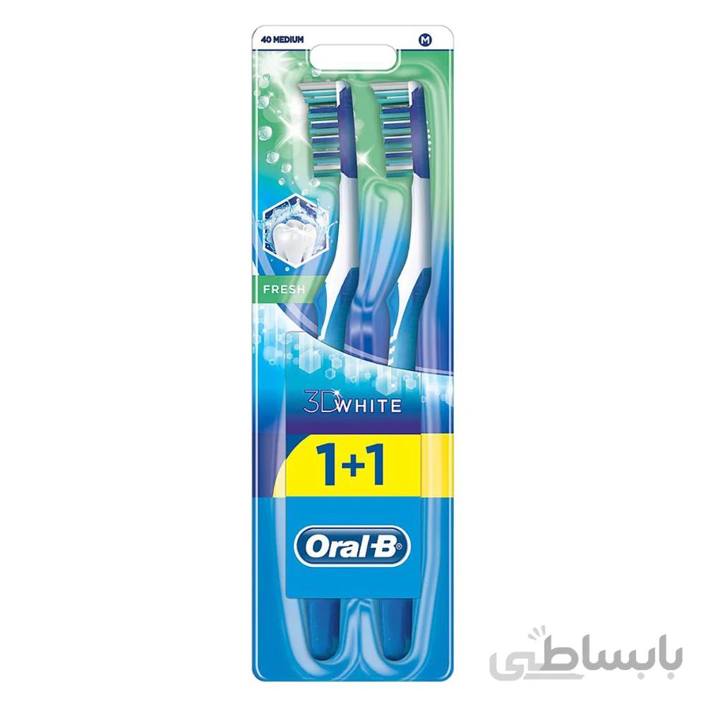مسواک اورال بی مدل 3D White پک دو عددی ا Oral B 3D White Toothbrush Medium Pack Of Two