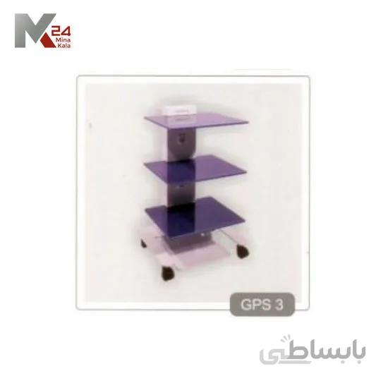 سرویتور 3 طبقه شیشه ای با پایه پدال دار با شیشه رنگی GPS3