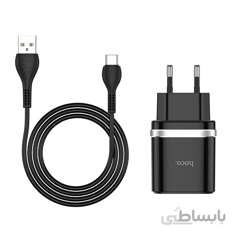 شارژر دیواری فست شارژ Hoco C12Q QC3.0 18W + کابل Type-C (گارانتی ۱۲ ماهه) ا Hoco C12Q QC3.0 18W Fast Wall Charger With Type-C Cable