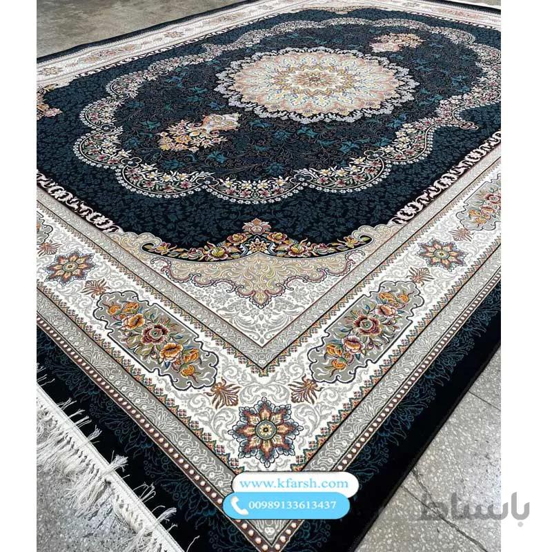 فرش ۷۰۰ شانه طرح ویانا سرمه ای و فیلی