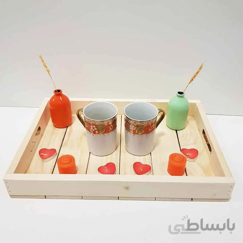 سینی چوبی بزرگ رنگ چوب