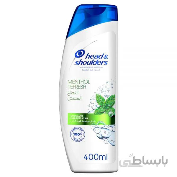 شامپو هد اند شولدرز ۴۰۰ میل – با رایحه نعناع مخصوص تازه سازی و ریکاوری مو – Head shoulders menthol refresh