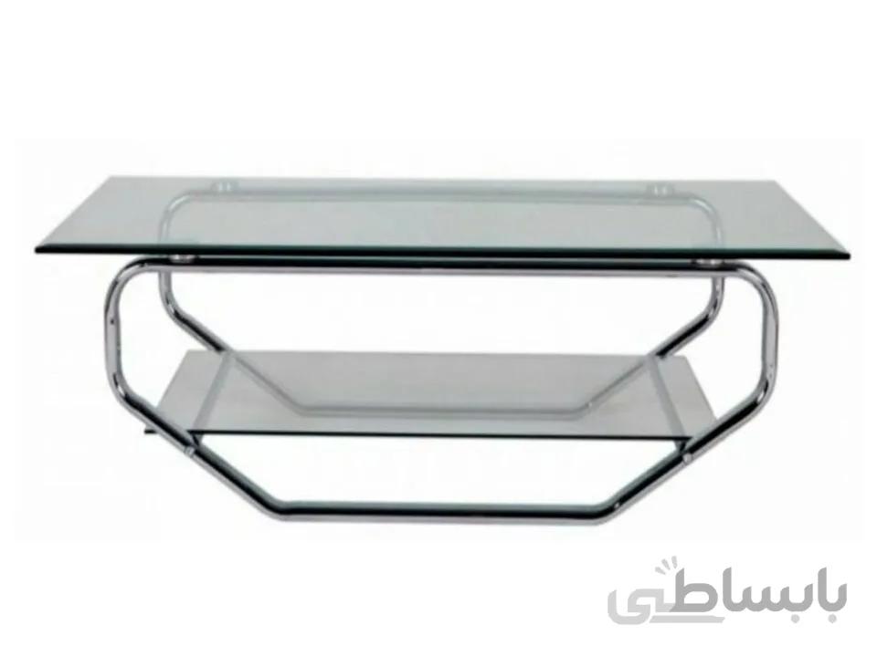 میز جلو مبلی TR100 ابکاری کروم و شیشه سفید ا TR100