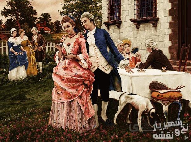 نخ و نقشه تابلو فرش طرح صحبت در گوشی - b41