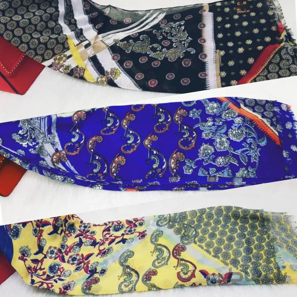 شال نخی زنانه طرح دار برند C.N ا Scarf for Women Brand C.N