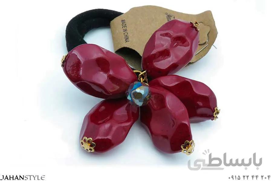 کش مو دخترانه طرح زنبق قرمز