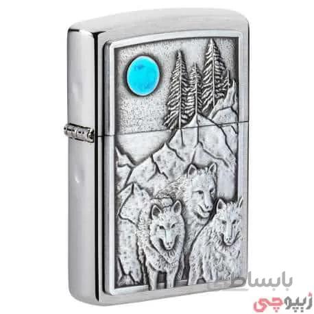 فندک زیپو اصل کد ۴۹۲۹۵ – Original Zippo Wolf Pack & Moon Emblem