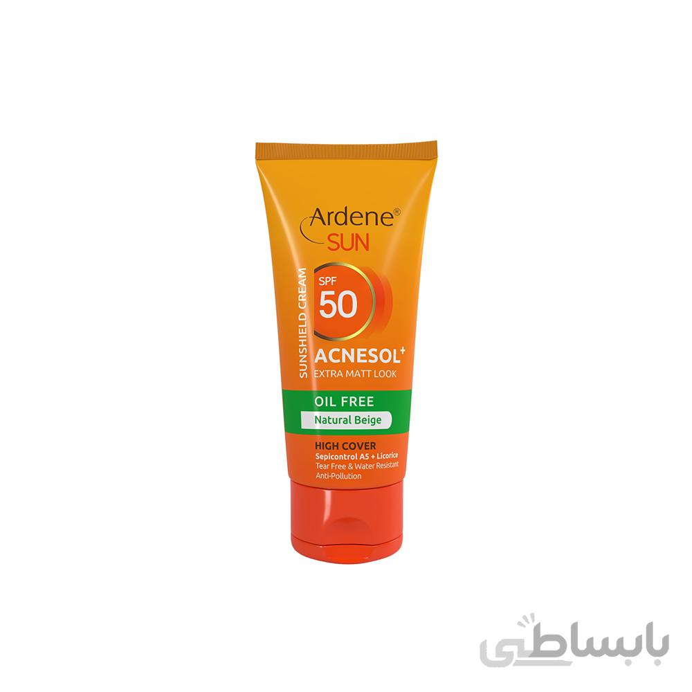 کرم ضد آفتاب آکنه سل آردن SPF50 فاقد چربی رنگ بژ طبیعی حجم 50 میلی لیتر