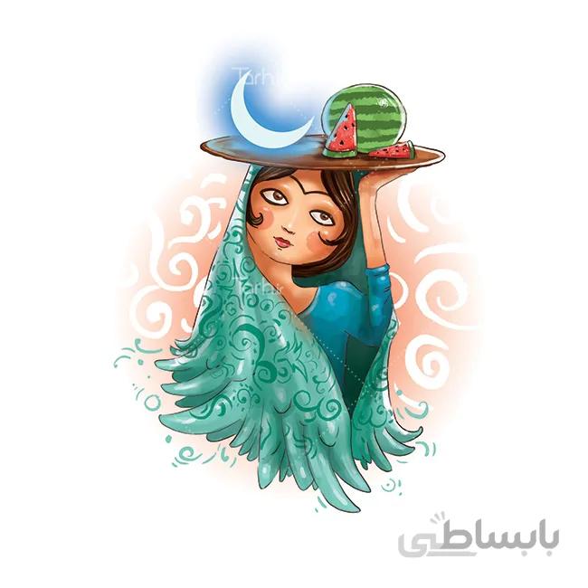 تصویرسازی دختر یلدایی