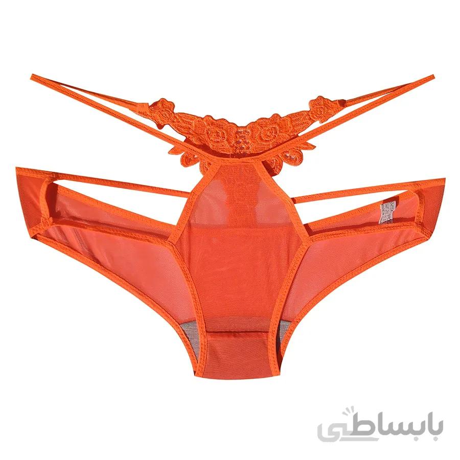 شورت فانتزی بغل بندی نارنجی