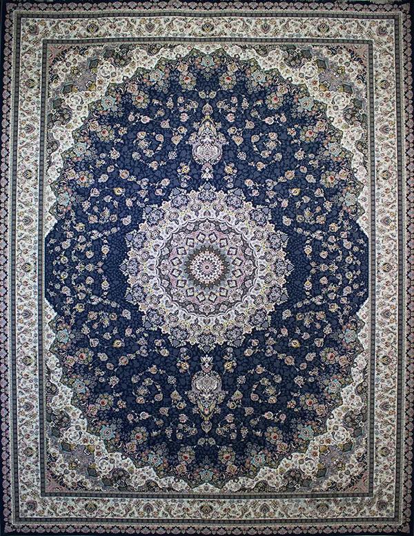 فرش پاتریس طرح الماس 1500 شانه آبی