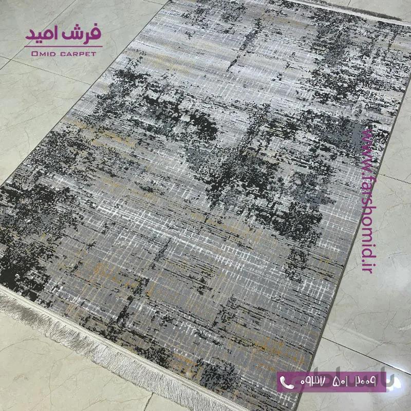 فرش ماشینی مدرن و پتینه کد 41042n نقره ای فرش سیزان