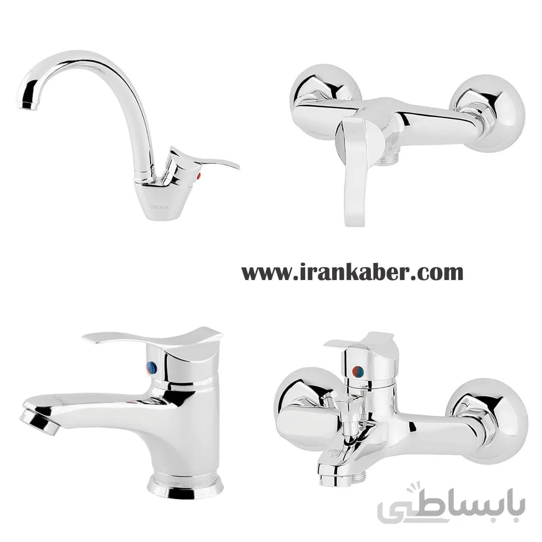 ست کامل شیرآلات کروم مدل تیرداد برند تیرگان