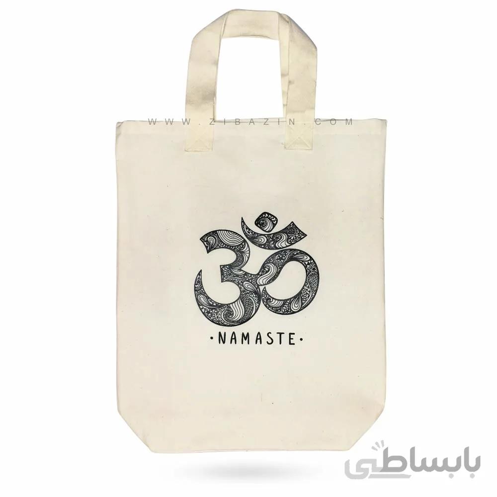 ساک دستی پارچه ای الياف طبيعی طرح اٌم OM : بلند