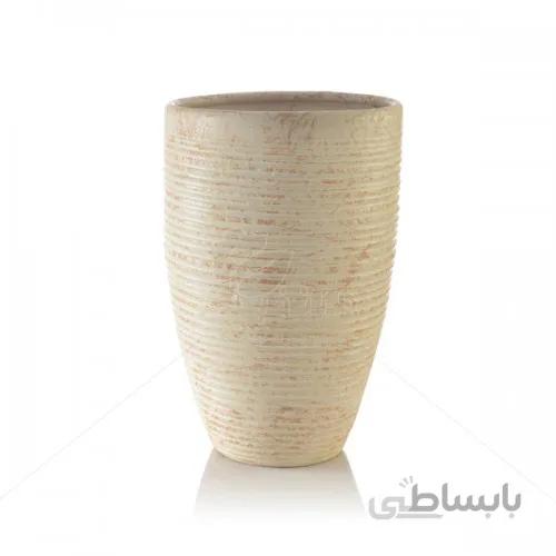 گلدان سفالی استوانه ای چهارخط ارتفاع 40 سانتی متر