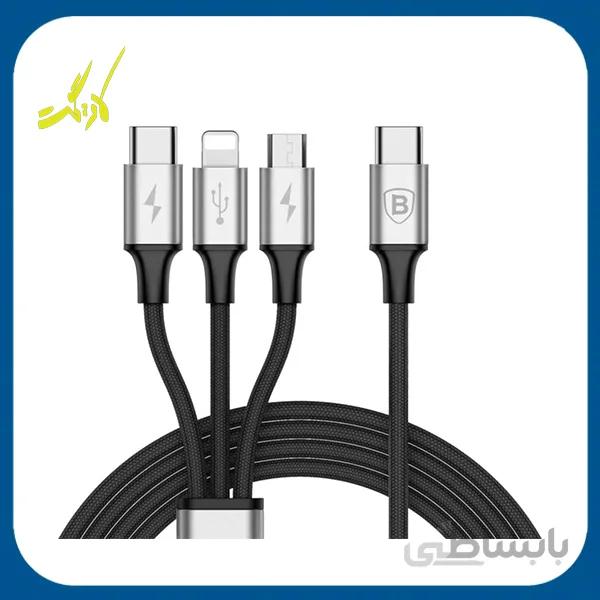 کابل تبدیل USB-C باسئوس مدل ۳in1 سری Rapid