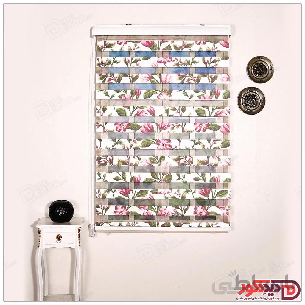 پرده زبرا گل دار چاپی دو رو کد H-101