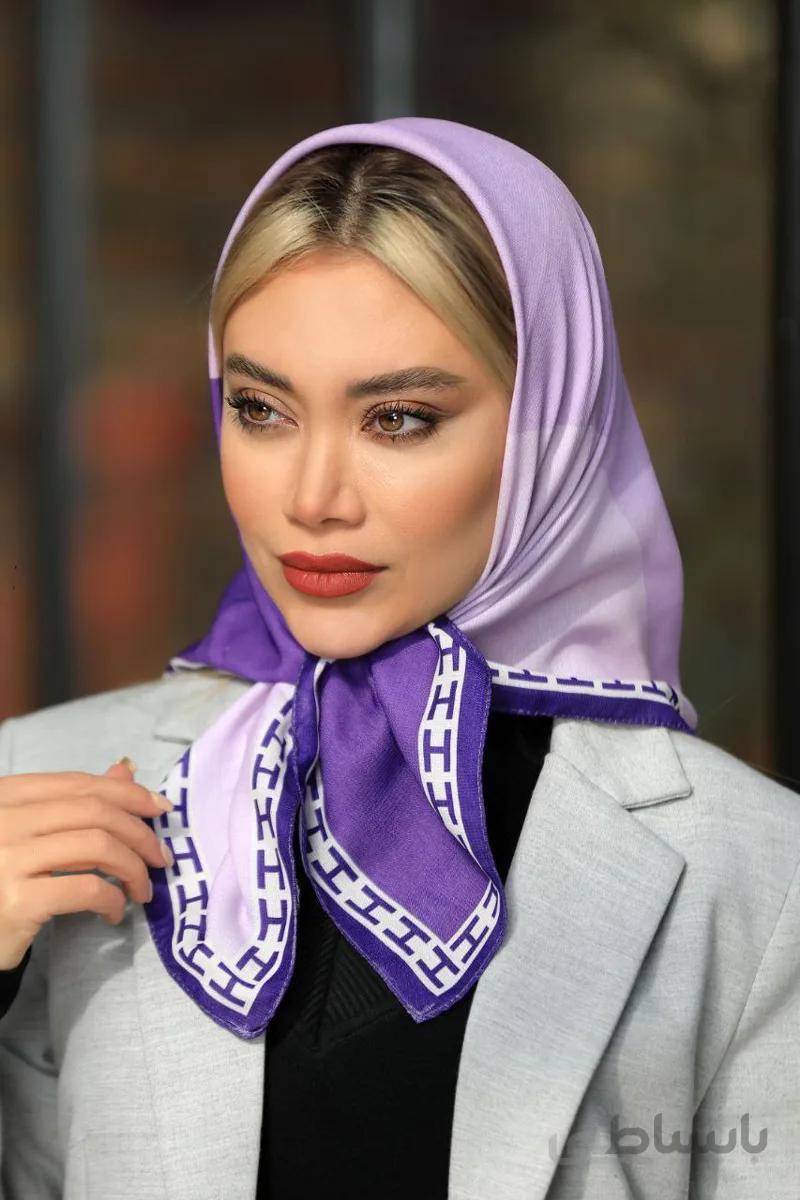 روسری مینی حریر کرپ بنفش