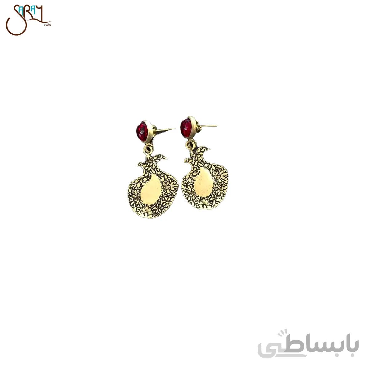 گوشواره برنجی دست ساز طرح انار مدل 27021