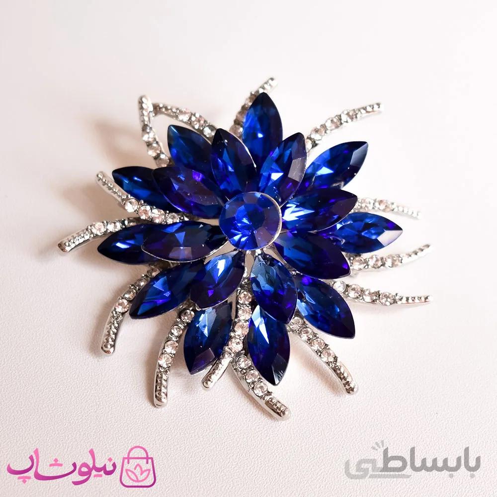 گل سینه زنانه نگین دار ابی کد 1010 1