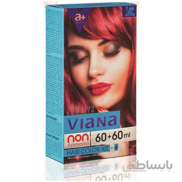 کیت رنگ مو ویانا (Viana) شماره 7/66 (قرمز قوی) حجم 120 میل
