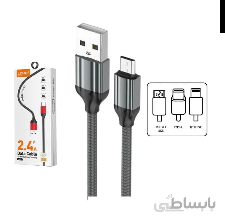 کابل شارژ USB به microUSB الدینیو مدل LDNIO LS431 طول 1 متر