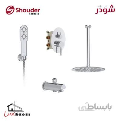 شیر توکار حمام شودر مدل روگن کروم (سردوش پلاستیک ABS) تیپ 1