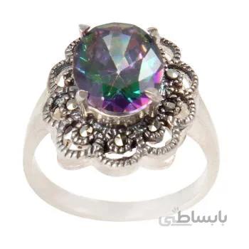 انگشتر نقره زنانه بازرگانی میلادی مدل الکساندریت کد AW_511
