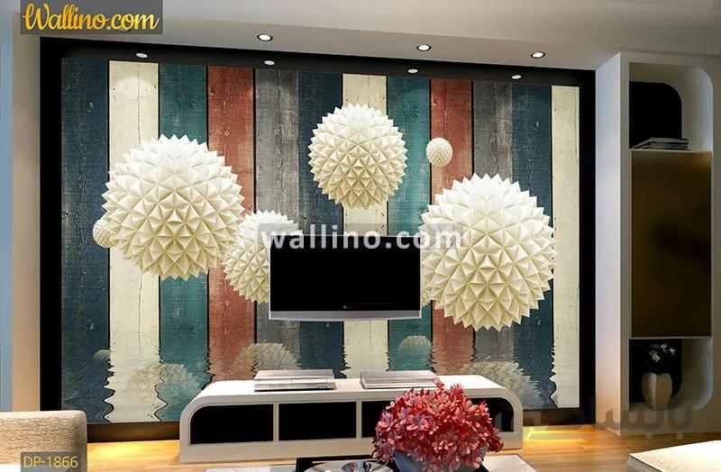 کاغذ دیواری سه بعدی پشت تلویزیون طرح اشکال هندسی DP-1866