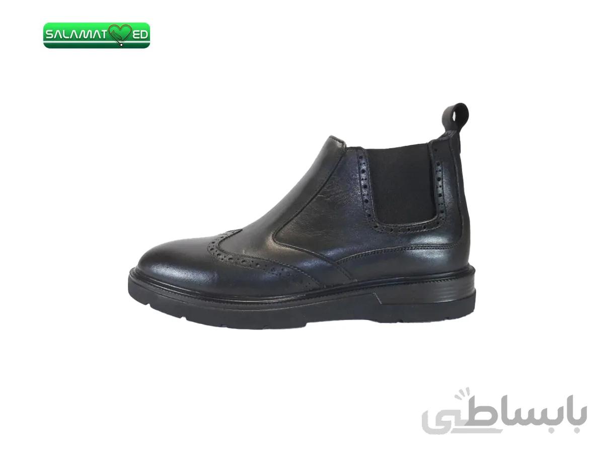 کفش طبی نیم بوت چرم مردانه جی اف اس مدل ساکو مشکی