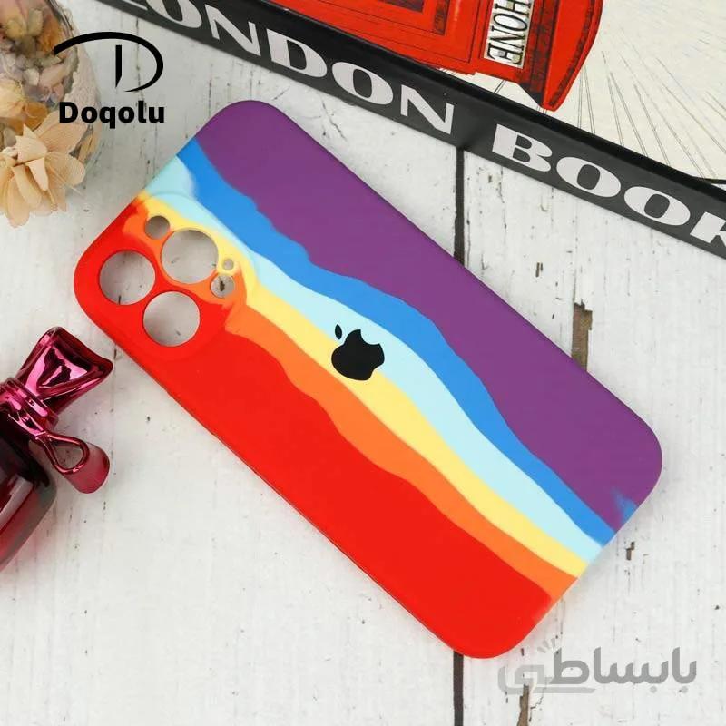 قاب سیلیکونی اورجینال رنگین کمانی محافظ لنزدار آیفون Apple iphone 13 pro max