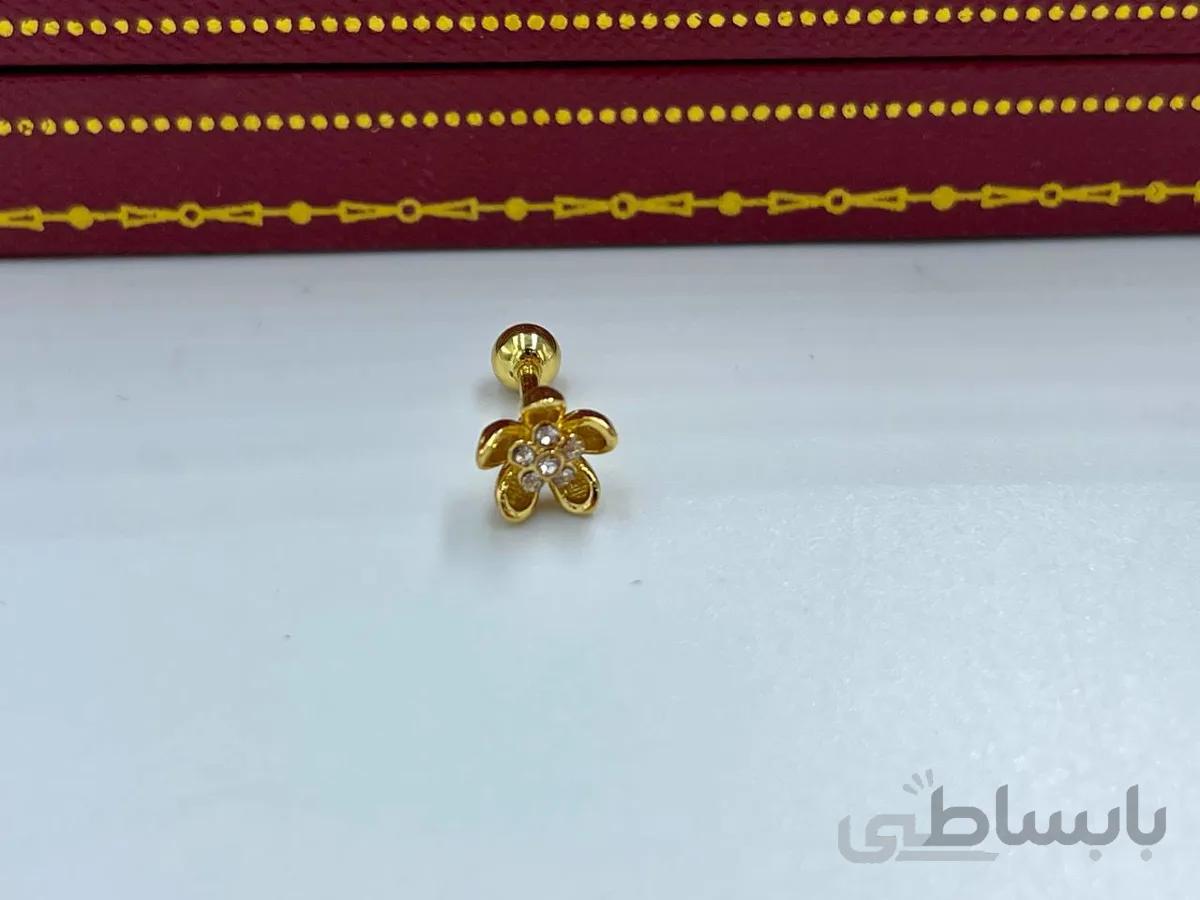 پیرسینگ گوش طلایی طرح گل