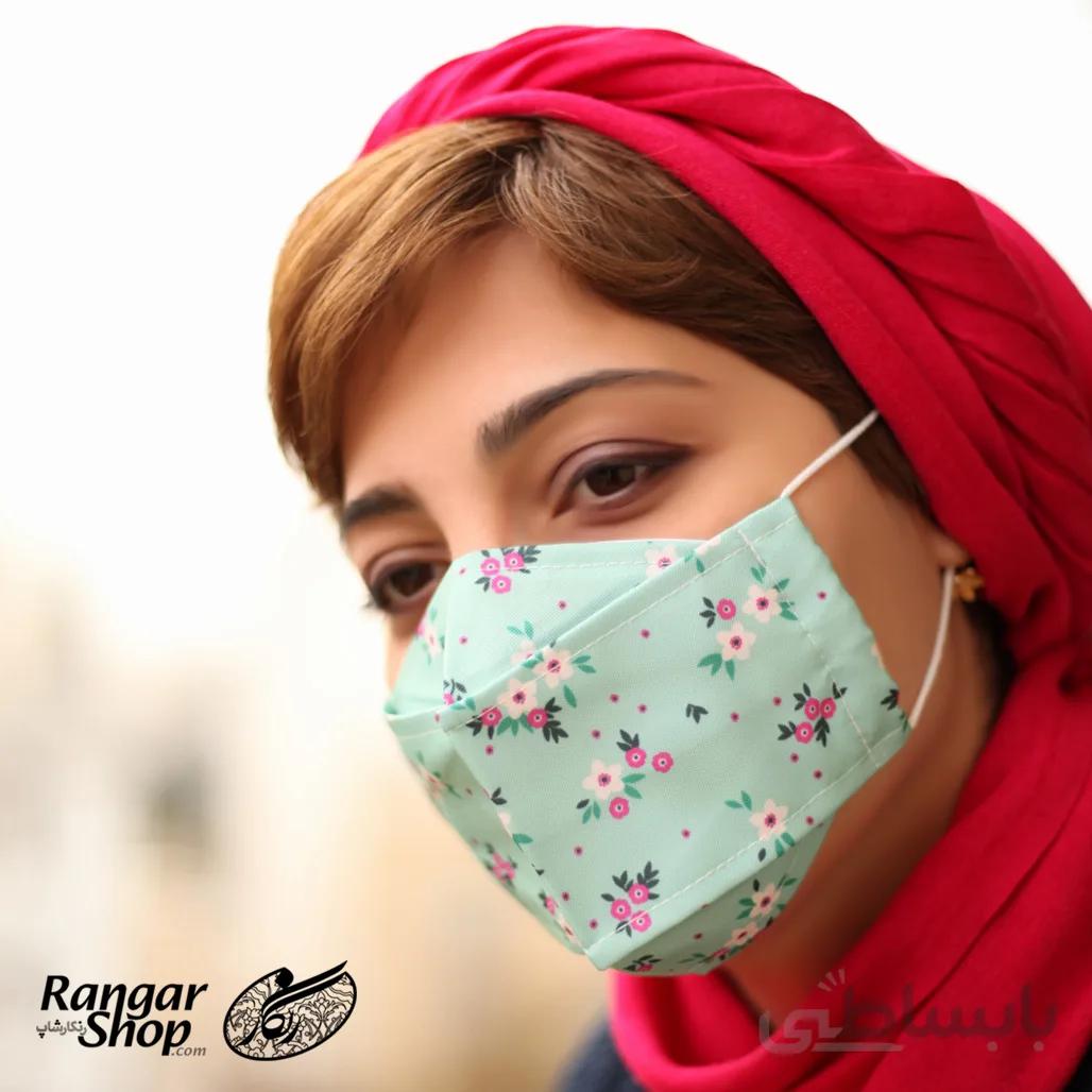 ماسک فیلتر دار طرح گل گلی سبز