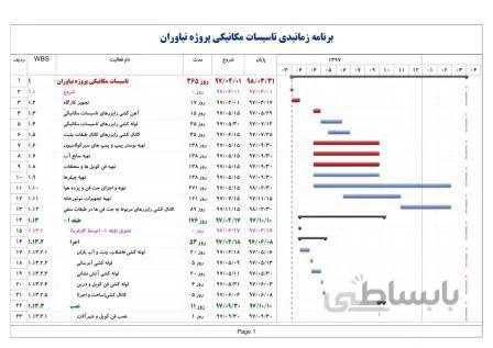 زمانبندی تأسیسات مکانیکی ساختمان ۱۶ طبقه نیاوران (۶منفی+همکف+نیم طبقه+۸مثبت)
