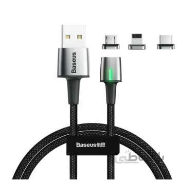 کابل تبدیل USB به لایتنینگ/microUSB/USB-C باسئوس مدل TZCAXC-A01 طول 1 متر