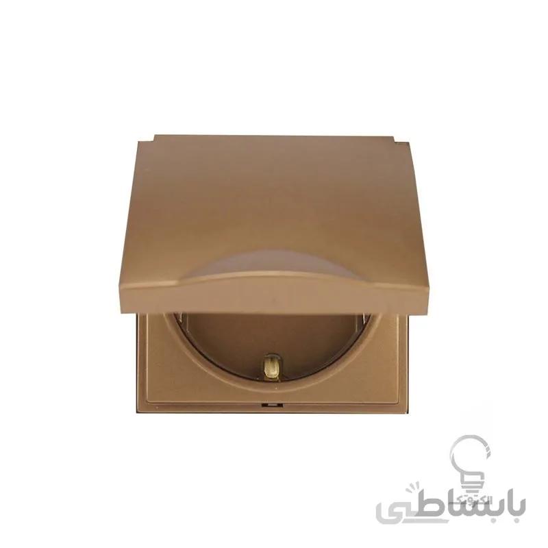 صفحه پریز برق ارت دار با محافظ کودک بژ طلایی آذین پارت الکتریک