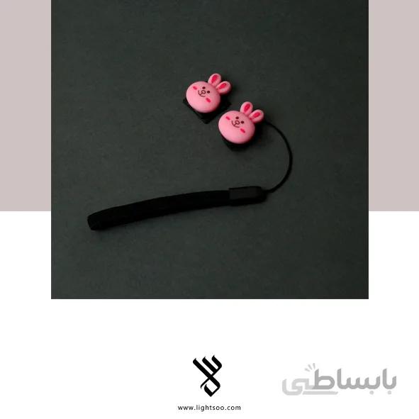 ست بند درپوش لنز و درپوش کفشک فلاش دوربین طرح خرگوش صورتی