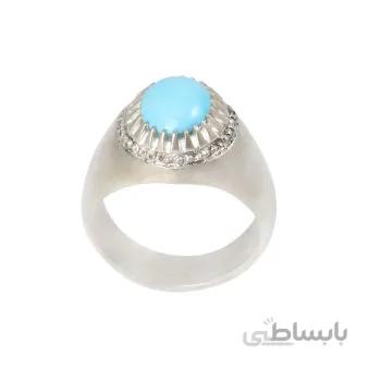 انگشتر نقره مردانه مدل سنگ فیروزه نیشابور رکاب دست ساز کد AM_1939