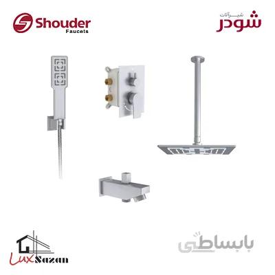 شیر توکار حمام شودر مدل رومر کروم مات (سردوش برنجی) تیپ 3