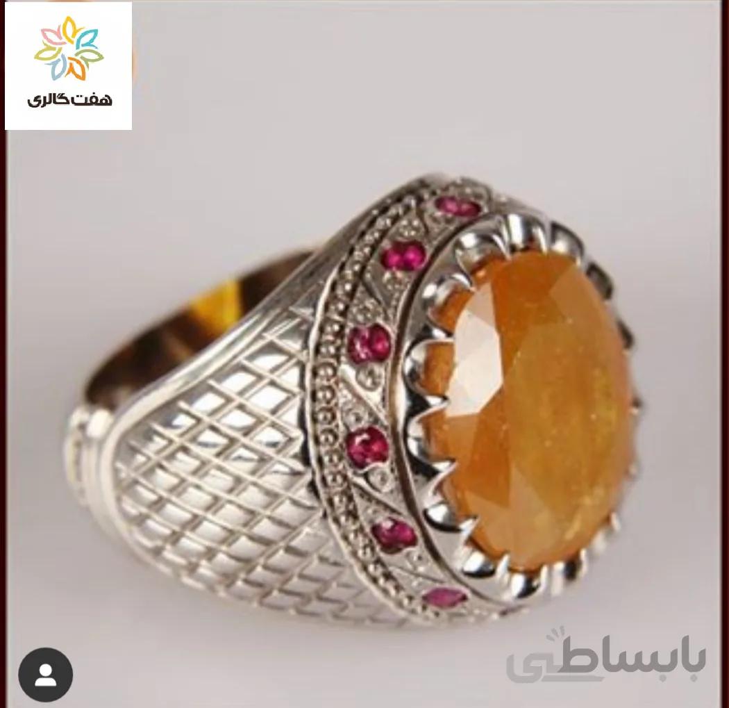 انگشتر نقره مردانه دستساز با نگین یاقوت زرد آفریقا کد ۱۰۱۸۰۷